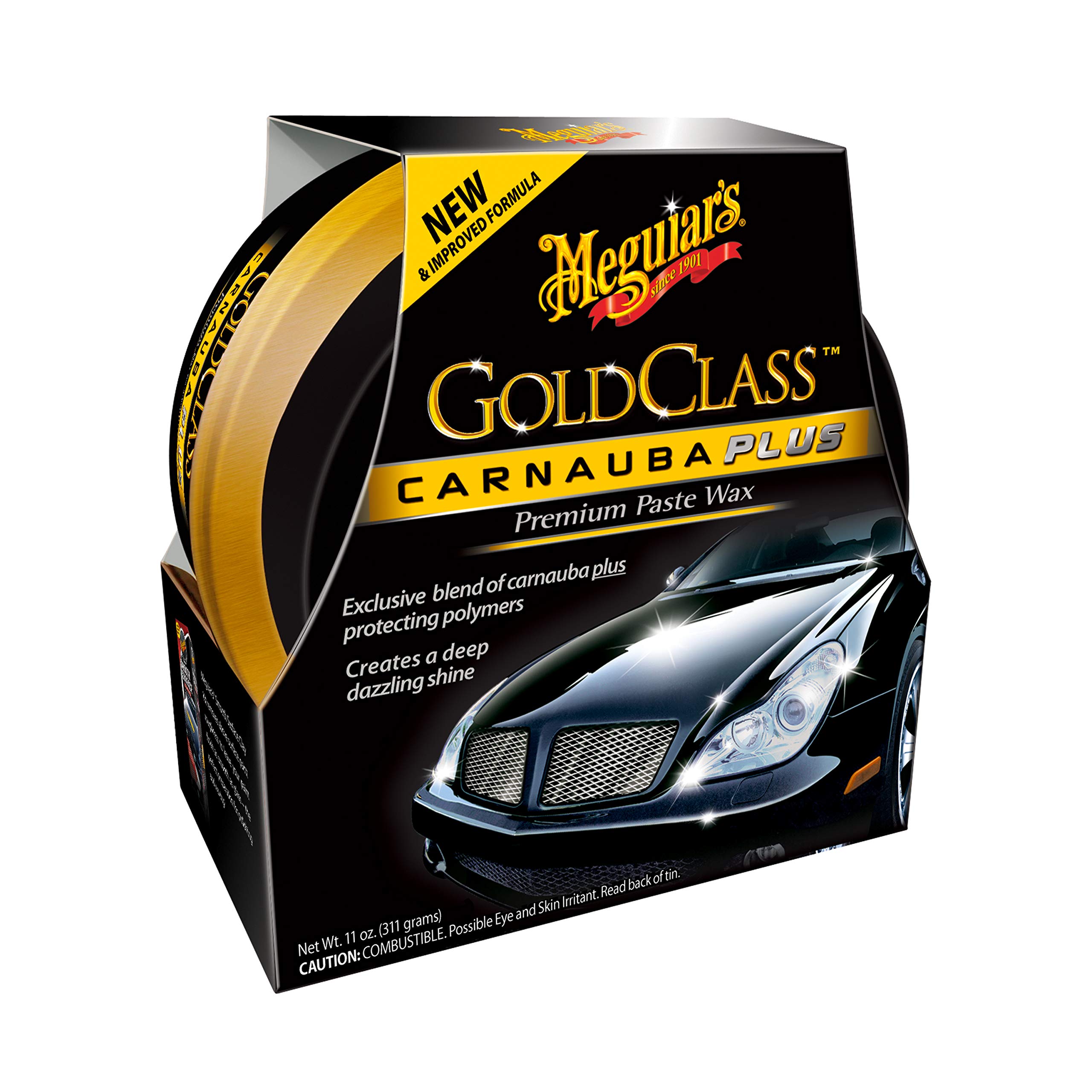 Meguiar's Gold Class Carnauba Plus Premium Paste Wax 311 g – Long-Lasting Carnauba-Polymer Blend for Deep Shine & Reflective Finish, Safe for Clear Coat & Glossy Paint
