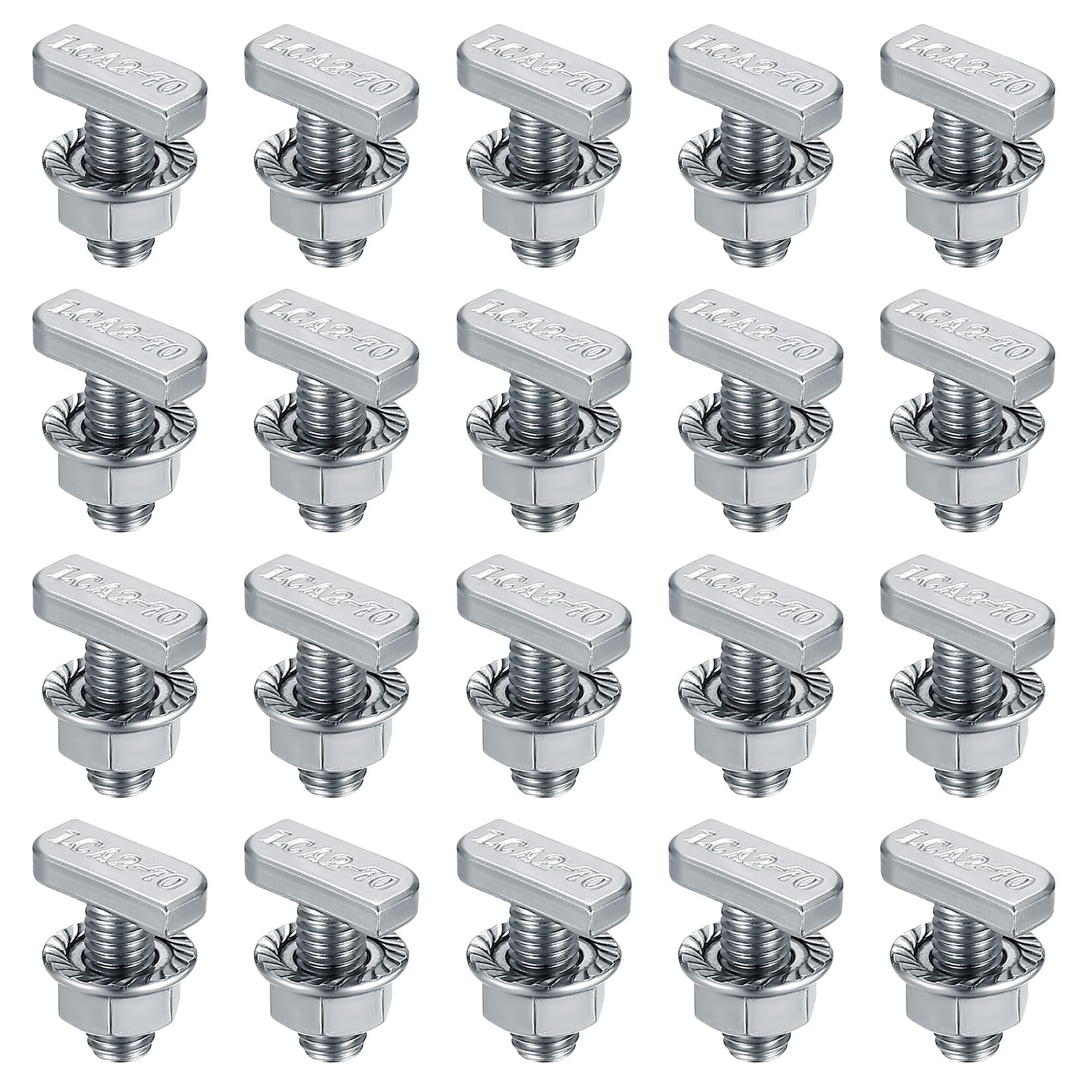 T Slot Bolts, M8 x 20mm Hammer Head Bolt T Screws, 20 Pcs T-Slot Track Bolts with 20 Pcs Hexagon Flange Nuts for Aluminum Profile, Photovoltaic Solar Panels, Stainless Steel Nickel Plated