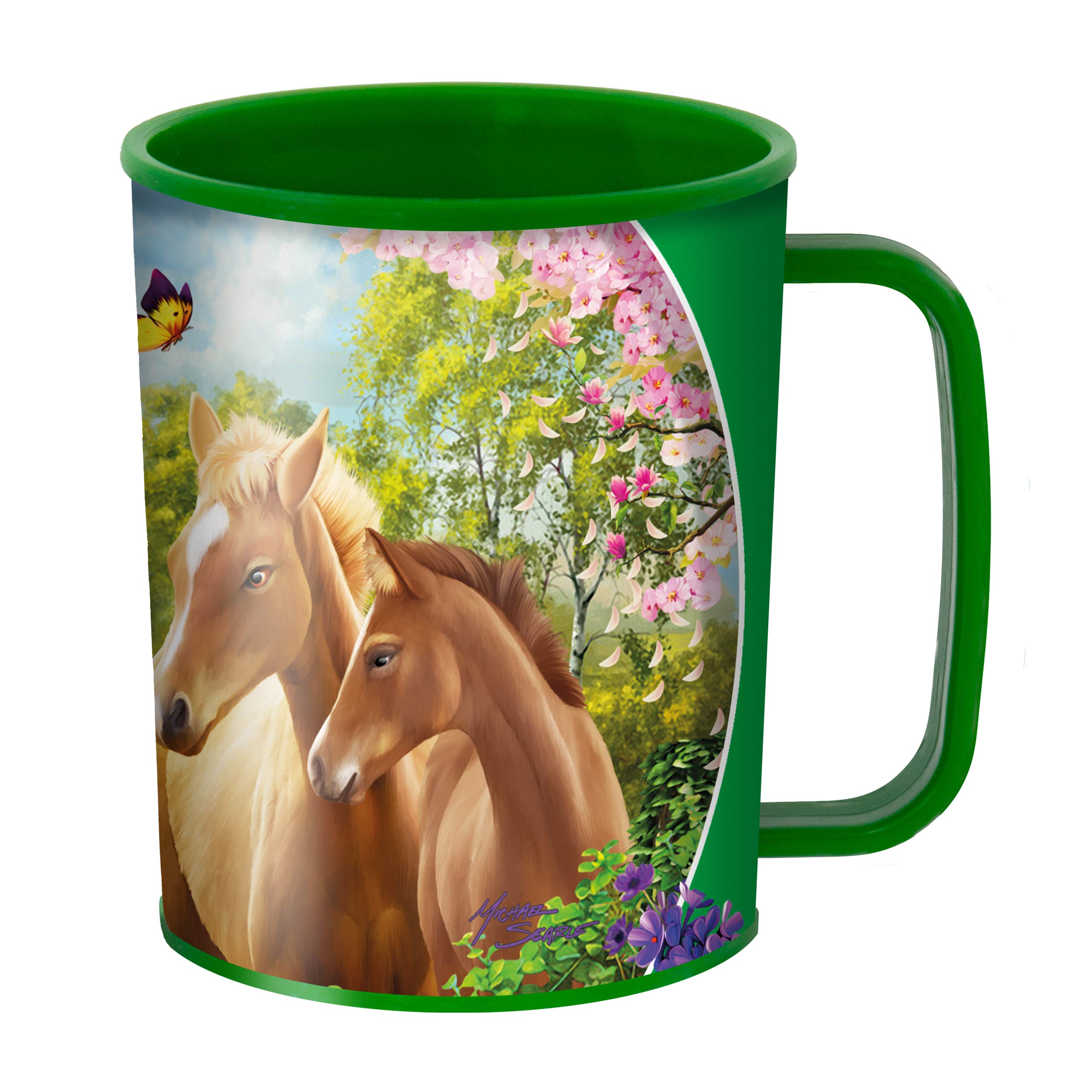3D LiveLife Drinking Cup - Greener Pastures from Deluxebase. 300ml Plastic Mug with Horse Theme, Reusable Coffee Cup, Portable Animal Tumbler for Camping, Picnic, Travel & Everyday Use.