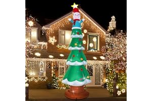 SHDEJTG 13ft Christmas Inflatable Outdoor Decoration Standing Christmas Tree Snowman Inflatable Patio Decoration with Built-in LED Lights for Christmas Holiday Party, Patio, Lawn Decoration