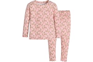 moimoln 6M-8Y Floral Print Baby Girls Soft Warm Cotton Modal Long-Sleeve Snug-Fit Pajama Sleepwear