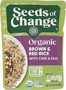 SEEDS OF CHANGE Organic Brown & Red Rice with Chia and Kale, Microwaveable Ready to Heat, 8.5 Ounces
