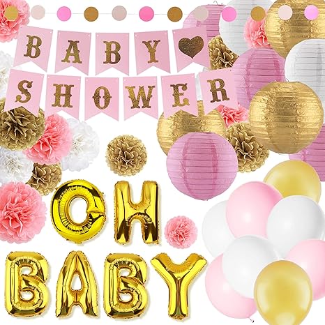 Amazon Com Eurus Home Girl Baby Shower Decorations Kit 37 Amazon Com Eurus Home Girl Baby Shower Decorations Kit 37