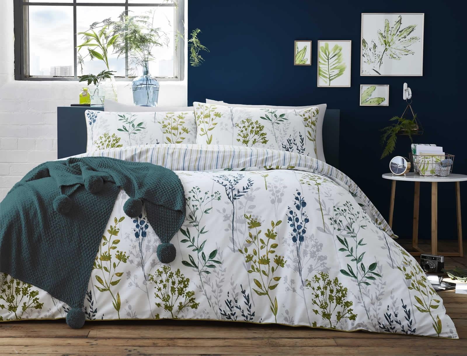 Appletree Meadow Grass 180 Thread Count 100% Cotton Percale Duvet Cover Set, Green, Single