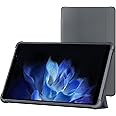 Tablet Case Fits HAOVM M8/M8 Plus Tablet 8", Trifold Stand Cover with Translucent Backshell, Dark Gray
