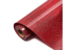 SCZENQI Red Glitter HTV Transfer Vinyl Roll - 12" x 8ft. Red Glitter Iron on Vinyl for DIY T-Shirts, Cricut Glitter HTV Heat Transfer Vinyl for All Cutting Machines, Easy to Cut & Weed (8FT)