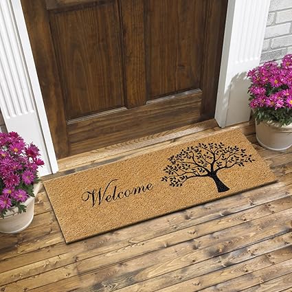 ATMAH Tree Welcome Coir Door mat - Size 120cm x 40cm