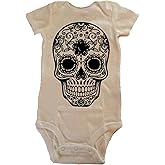 Custom Kingdom Baby Boys/Girls Mexican Sugar Skull Dia de Los Muertos Bodysuit Romper