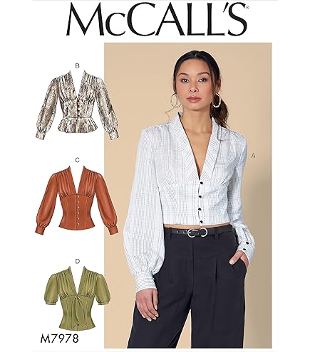 McCall's M8181F5 Cartamodello Per Top E Gilet Donna Taglie Forti (16-24) - Maniche A Sbuffo E Scollo A Cuore, Livello Intermedio