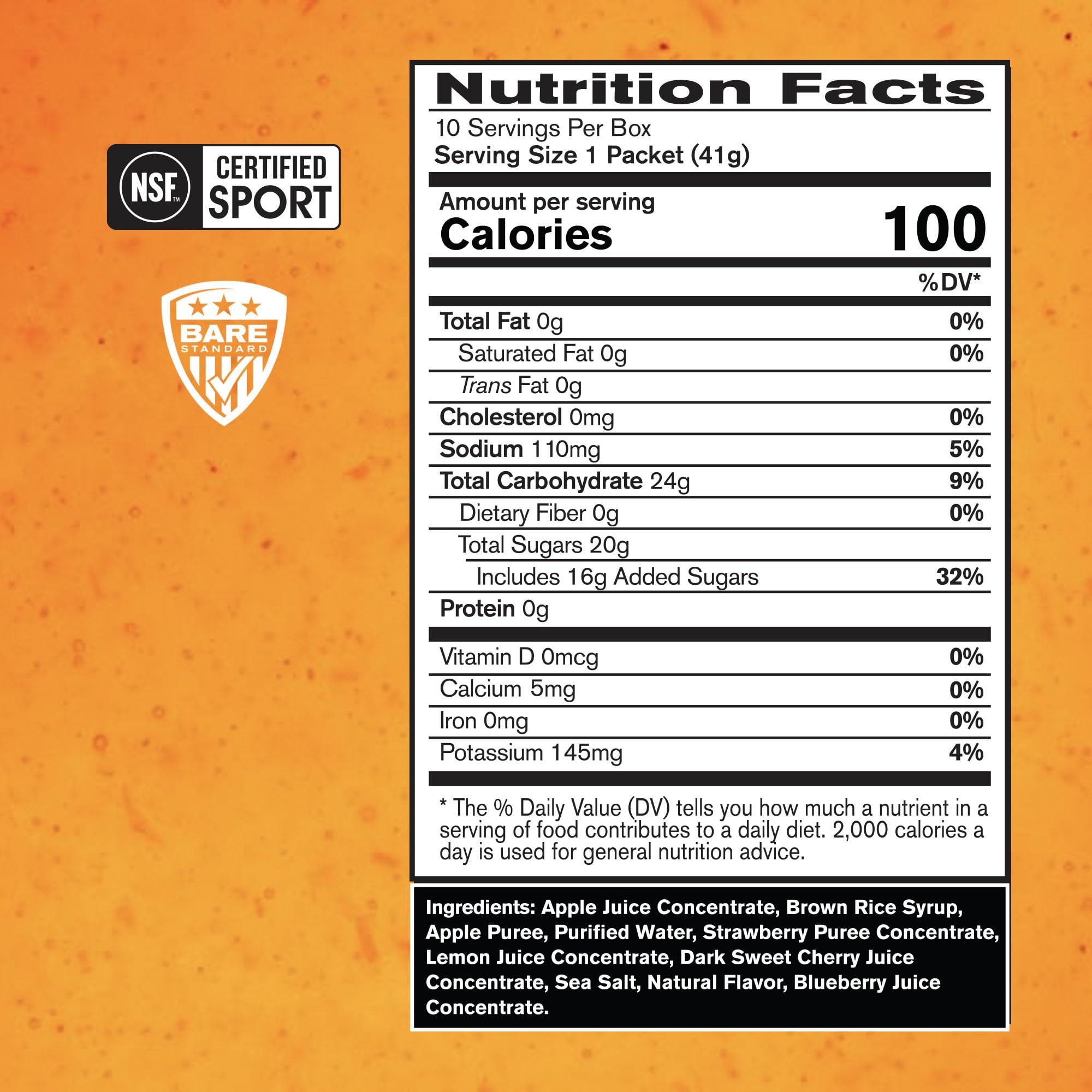 BARE PERFORMANCE NUTRITION, BPN Go Gel Endurance, 24g of Carbohydrates & 100 Calories per Pack, Vegan + Gluten Free Running Gel, 10 Single-Serving Packs, Mixed Berry