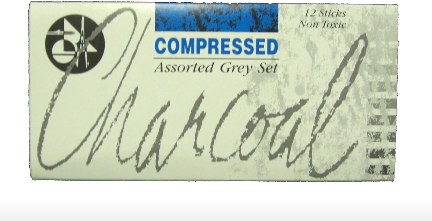 Jakar 7623 Assorted Greys Compressed Charcoal Stick (Pack of 12) BigaMart