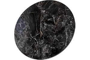 SSTBLEV Black Marble Vein Round Table Top, Dining Tabletop, Replacement Cover Marble for Indoor/Outdoor Coffee Table Patio Table, Heat-Resistant and Scratch-Resistant Design, 35.4" x 0.43"