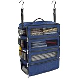 Olosar Suitcase Organizer, Travel Luggage Organizer Portable Hanging Travel Shelves Collapsible Hanging Packing Cubes for Carry on Suitcase, Navy Blue-M