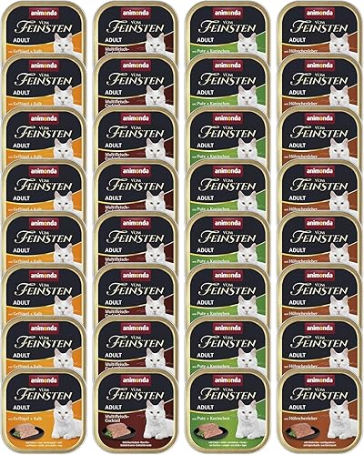 animonda Vom Feinsten Adult Vielfalt (32 x 100 g), Nassfutter für ausgewachsene Katzen, Katzenfutter ohne Getreide und Zucker, mit 100 % frischen, fleischlichen Zutaten