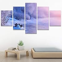 SIGNWIN 5 Panel Canvas Wall Art Modern Art Forest Multicolor Photography Relax/Calm Romantics Scenic for Home Decorations Ready to Hang - 60