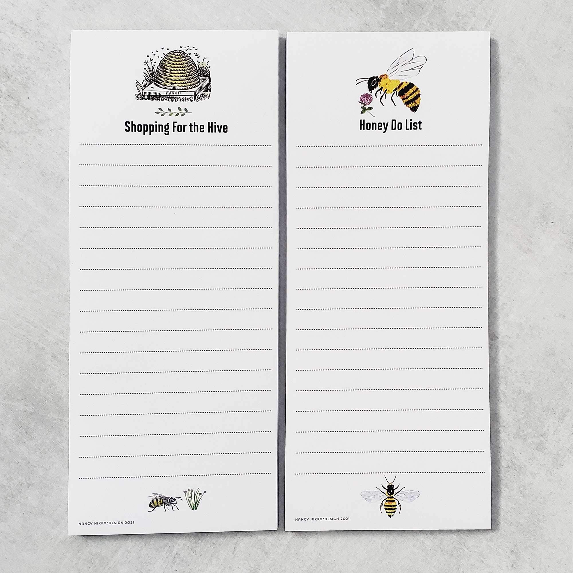 Honey Bees Refrigerator Notepads - Set of 2 - to Do List and Grocery List