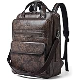 Shrrie Laptop Backpack for Women and Men, 15.6 Inch Vegan Leather Computer Backpack Professional Water-Resistant Casual Daypack for Work Business College Travel Office,Two-toned Coffee