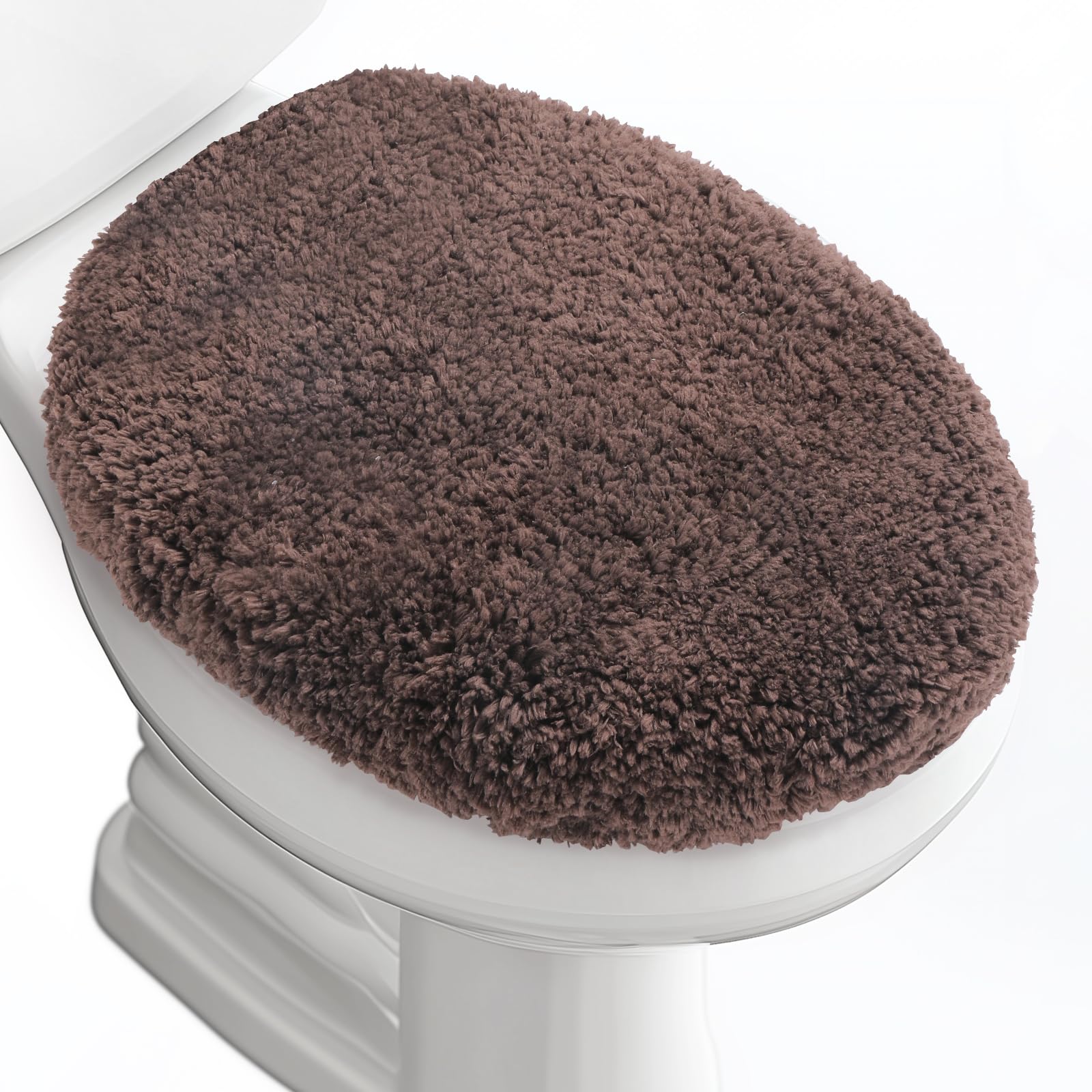 Photo 1 of Baahrnom Luxury Soft Microfiber Toilet Lid Cover Machine Washable Solid Toilet Seat Cover 17.5" x 15" Adjustable Rubber Backing Fits Most 16-17.5" L x 14-16" W Round Oblong and Elongated Toilet Seat