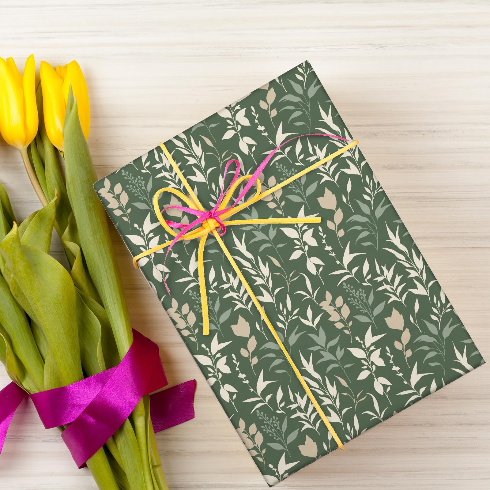 32Pcs Sage Green Floral Cotton Fabric Bundles 10 x 10 Inch Greenery Fabric Squares Eucalyptus Leaves Sewing Fabrics for DIY Craft Party Decor