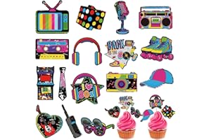 CLABBY 32 Pieces Cupcake Topper Theme Birthday Party Decorations for Adults Party Decorations Totally Party Supplies DIY Dessert Cupcake Toppers Supplies Roller Skate Cake Topper (80s Style)