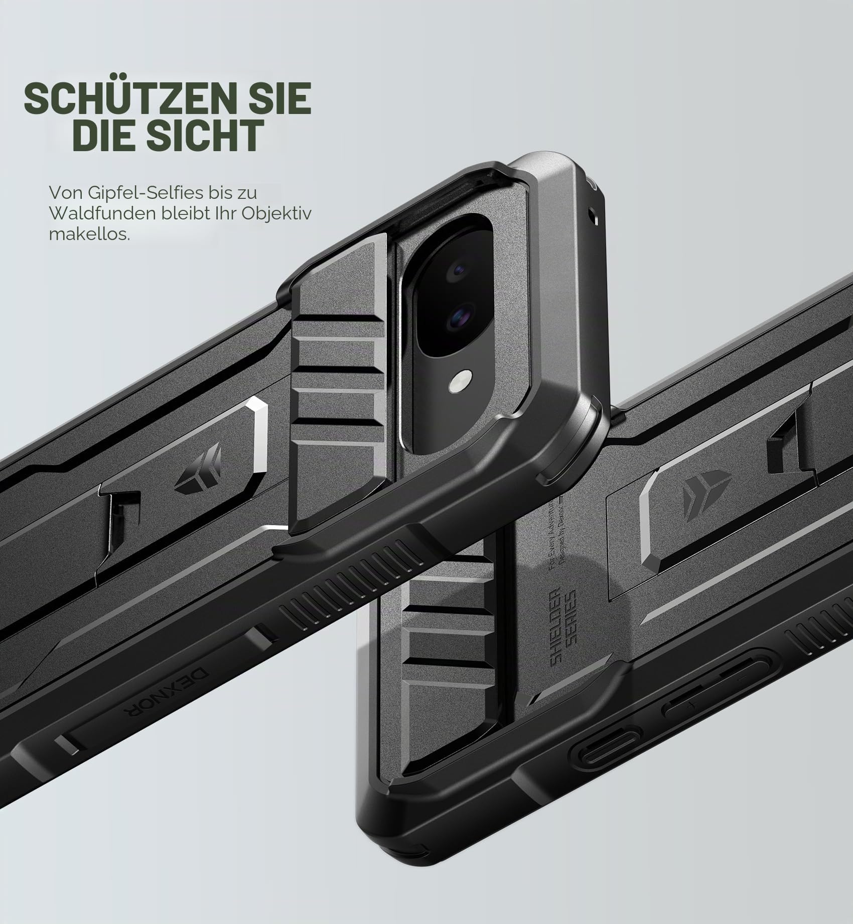 Dexnor Kompatibel mit Google Pixel 10a Hülle mit Eingebaute Schiebekamera Abdeckung&Displayschutz&Kickstand, Schwerlast Stoßfestes Robustes Handyhülle Ganzkörper Stoßfänger Schutzhülle - Schwarz 3
