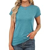 Memorose Womens Short Sleeve Tops Summer T Shirts Round Neck Causal Fashion Basic Tee