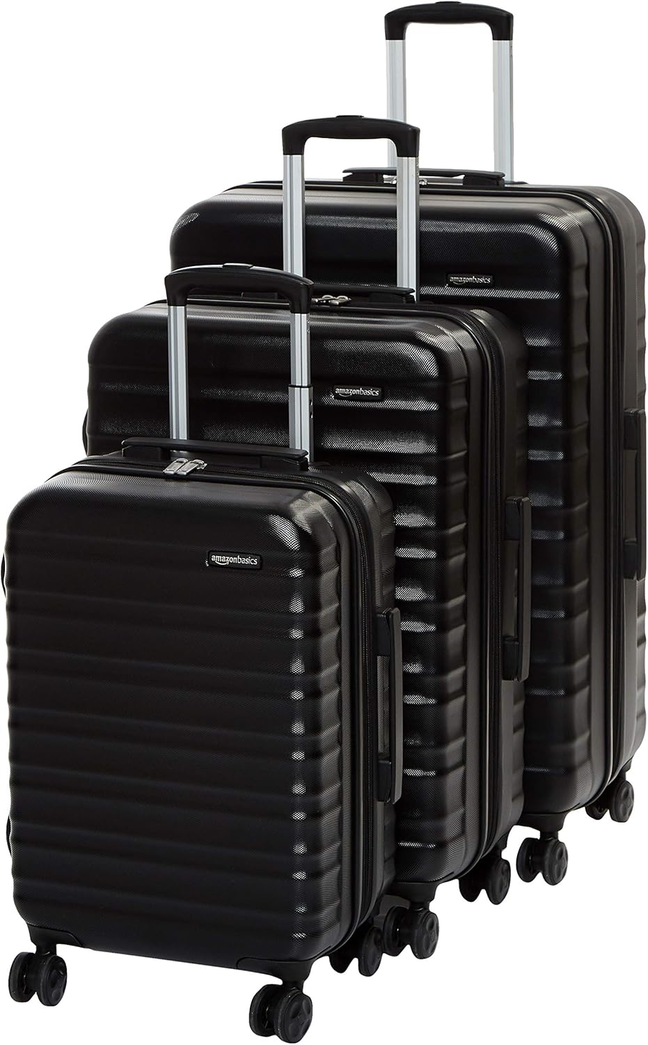 AmazonBasics, Set de maletas 3 piezas, Negro, 50.8cm, 60.96 cm, 71.12cm