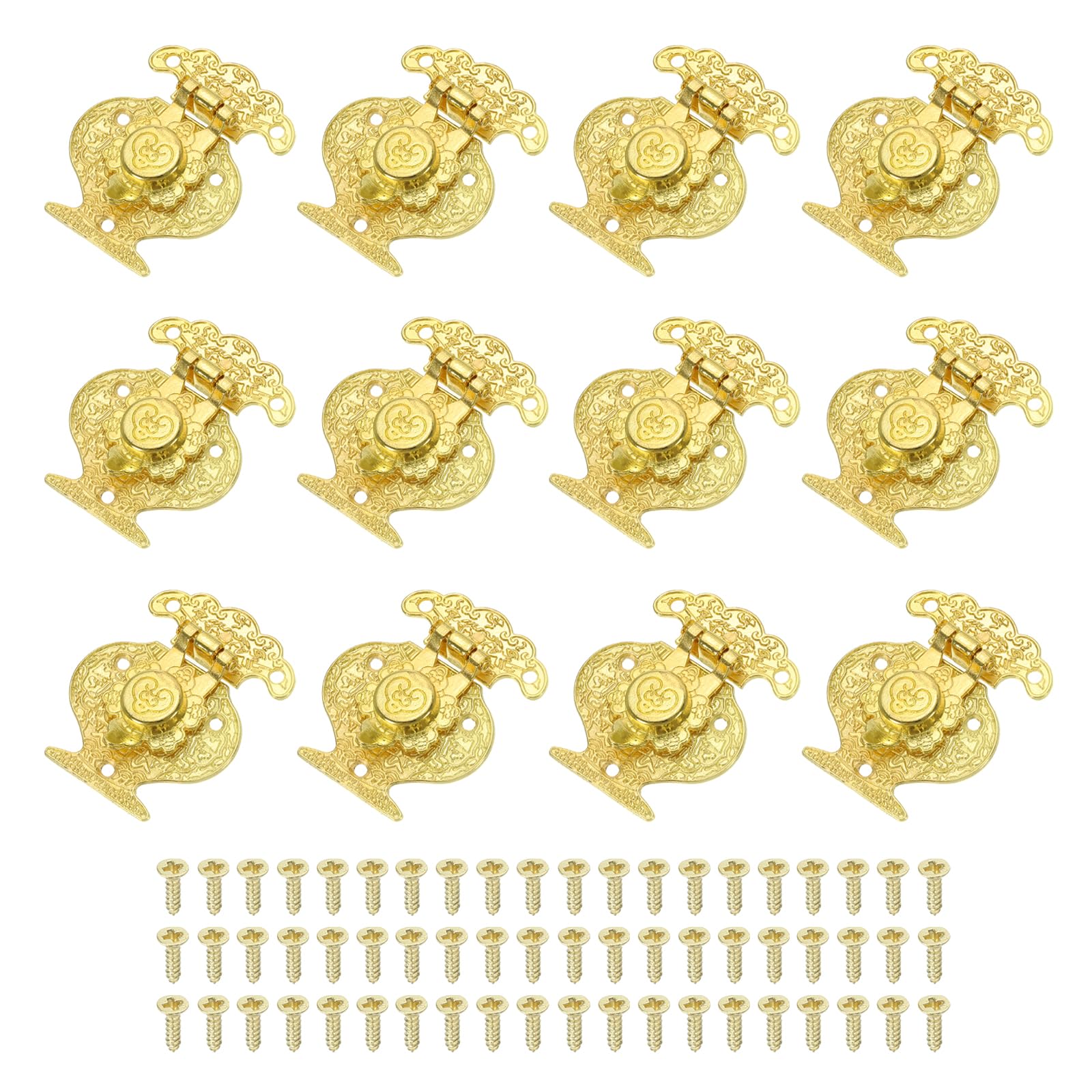 PATIKIL Toggle Catch Lock 1.9" x 1.5" 12 Pack Zinc Alloy Vintage Vase Hasp Latch Retro Style Clasp Latch for Wooden Jewellery Box Decoration Suitcase, Gold