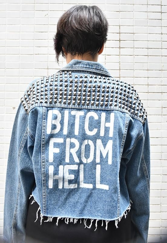 black red denim jacket
