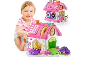 Talkfun Montessori Toy for 1 Year Old Girl Gifts, Musical Bilingual Educational Toddler Toy Age 1-2 Yr 12-18 Month, First Birthday Gift for 1 Year Old Girl (Pink)