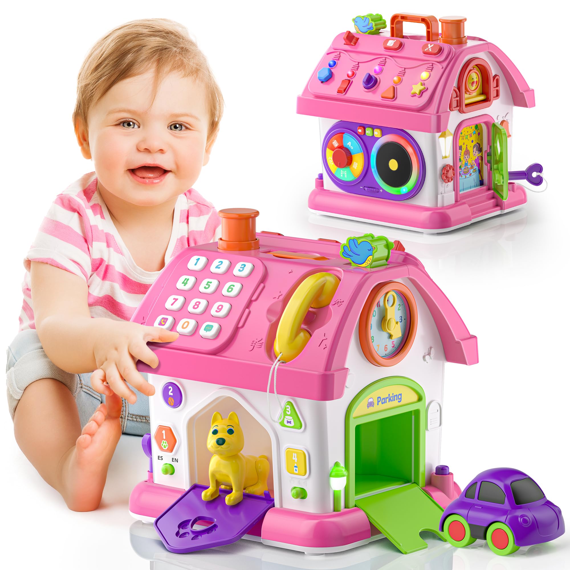 Photo 1 of Talkfun Montessori Toy for 1 Year Old Girl Gifts, Musical Bilingual Educational Toddler Toy Age 1-2 Yr 12-18 Month, First Birthday Gift for 1 Year Old Girl (Pink)