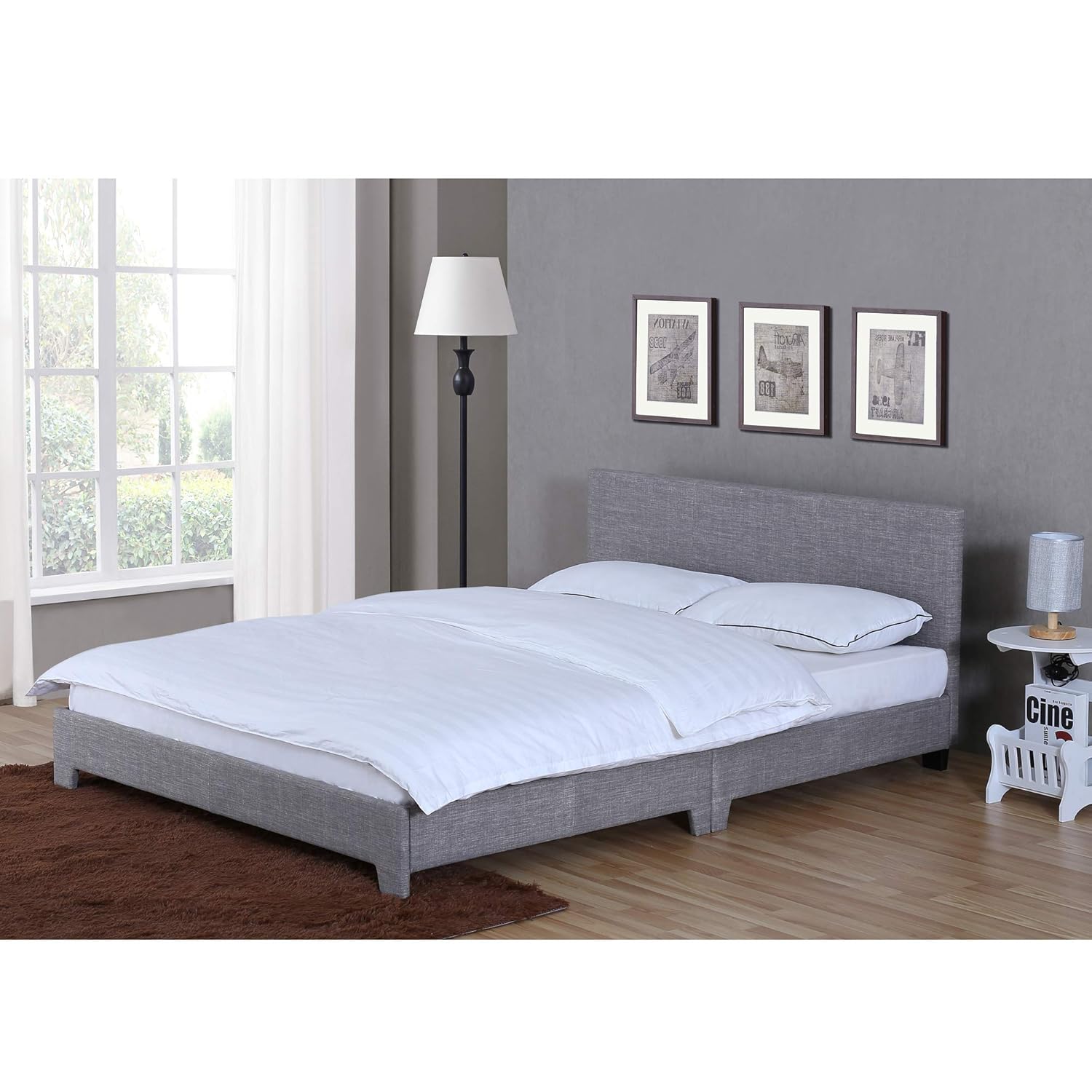 Home Victoria King Size Bed, 5ft Bed Frame Upholstered Fabric Headboard