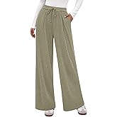 PRETTYGARDEN Women's Wide Leg Pants 2026 Fall Clothes Elastic High Waisted Knit Lounge Palazzo Pant Trousers with Pockets