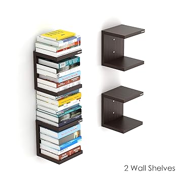 Bluewud Alvin Wall Mount Book Shelf Rack/Display Case (Set of 2) - Ideal for Gift.