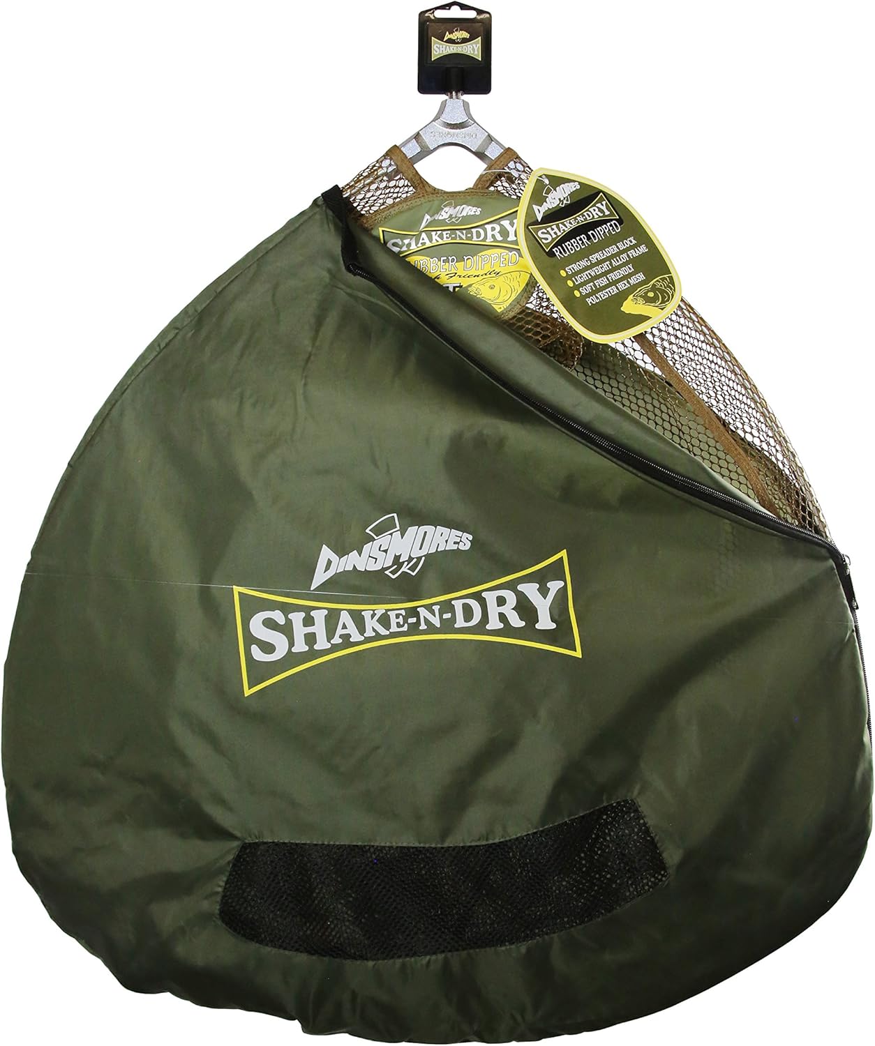 Dinsmores Unisex's Shake N Dry Rubber Landing Net, Green, 66 cm/26Inch