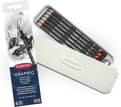 Derwent Graphic Pencils Set 6 8B 6B 4B 2B HB 2H Professional Quality