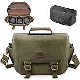 SMRITI Canvas DSLR Camera Bag, Camera Messenger Bag for Photographers,Travel Waterproof Shoulder Camera Case for Men Women (Green)