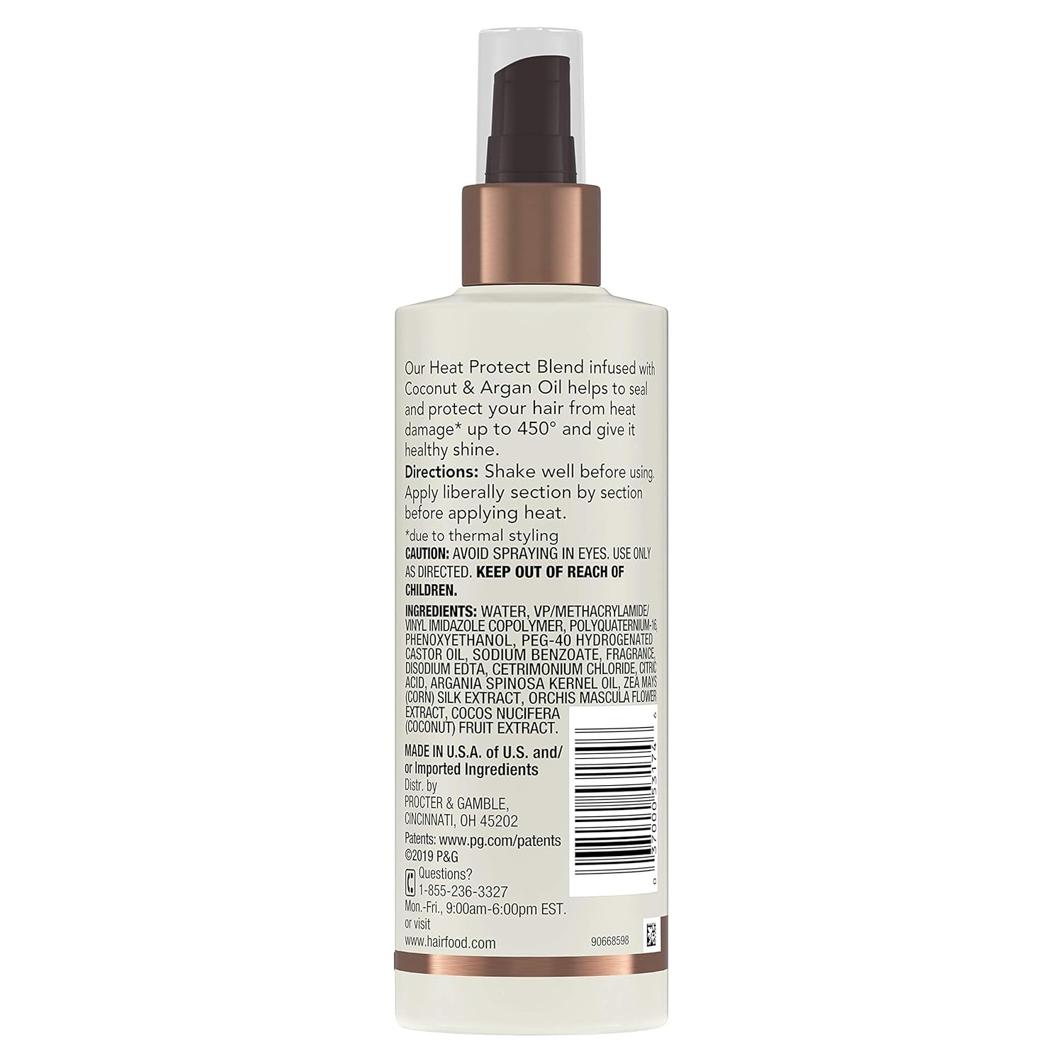Hair Food Coconut & Argan Oil Heat Protectant Spray Blend, 6.4 fl oz | Heat Shield Protector: Beauty