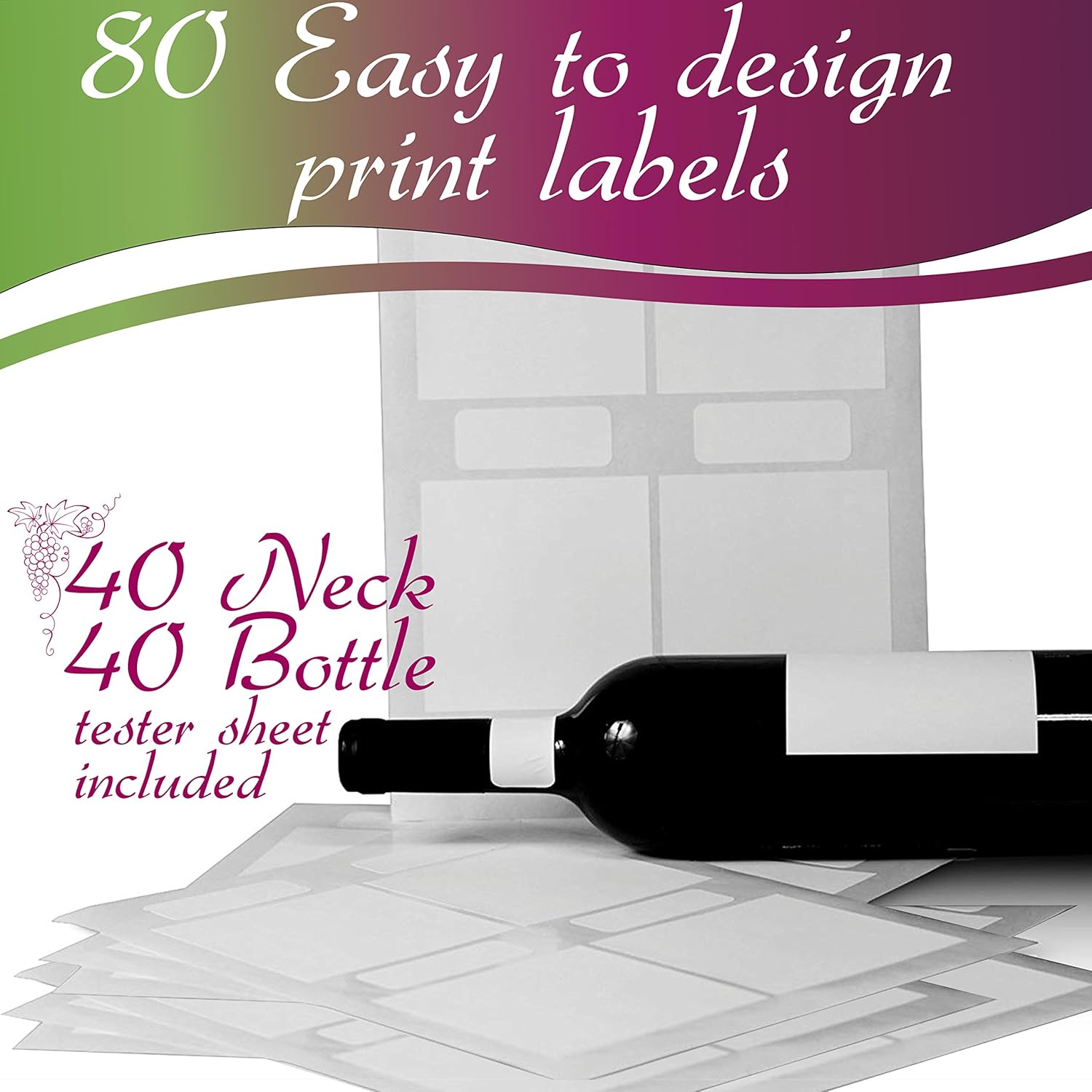 Download Amazon Com Wine Bottle Labels 40 Blank Water Resistant Wine Labels And 40 Blank Neck Labels Create Your Own Custom And Personalized Labels For Wedding Or Other Use Office Products