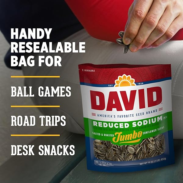 DAVID REDUCED SODIUM SUNFLOWER SEEDS, ORIGINAL FLAVOR, 16 OZ.