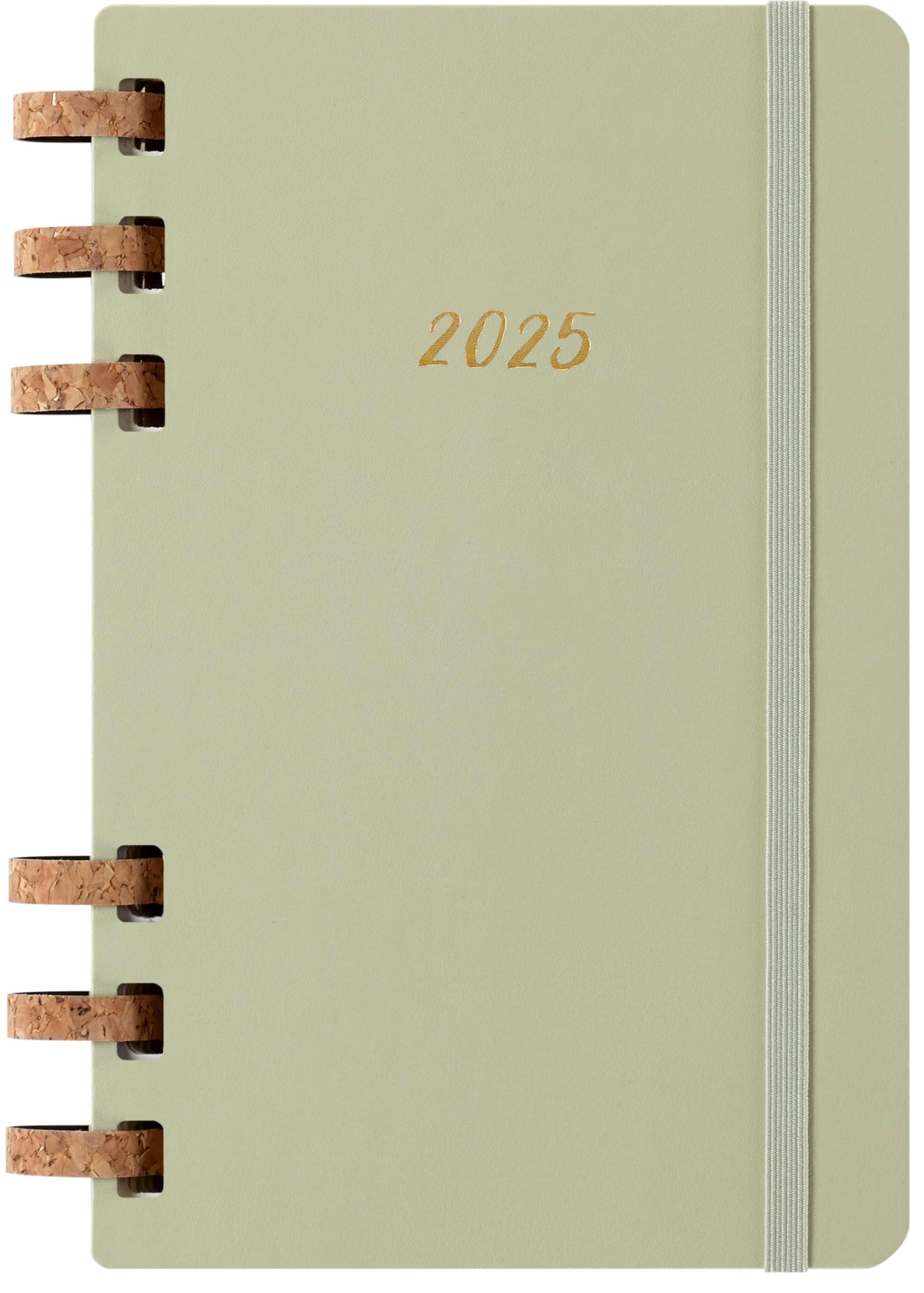 Moleskine Weekly & Monthly Planner, Spiral 12-Month 2025, Hard Cover and Elastic Closure, Crush Kiwi Color, Large Format 15x21 cm