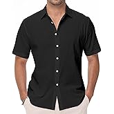 EOUOSS Mens Linen Shirts Short Sleeve Button Down Regular Fit Shirts Casual Vacation Beach Summer Hawaiian Tops