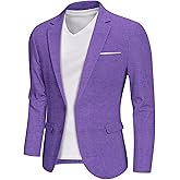 MY'S Men's Casual Two Button Linen Suit Jacket, Slim Fit Business Daily Sport Coat Lightweight Blazer
