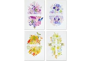 Hallmark Religious Easter Cards Assortment, Painted Flowers (16 Cards with Envelopes)