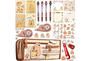 Cute Capybara Pencil Case Stationery Supplies Set Includes Pencil Bag, Ballpoint Pen, Notebooks, Sticky Notes, Correction Tap