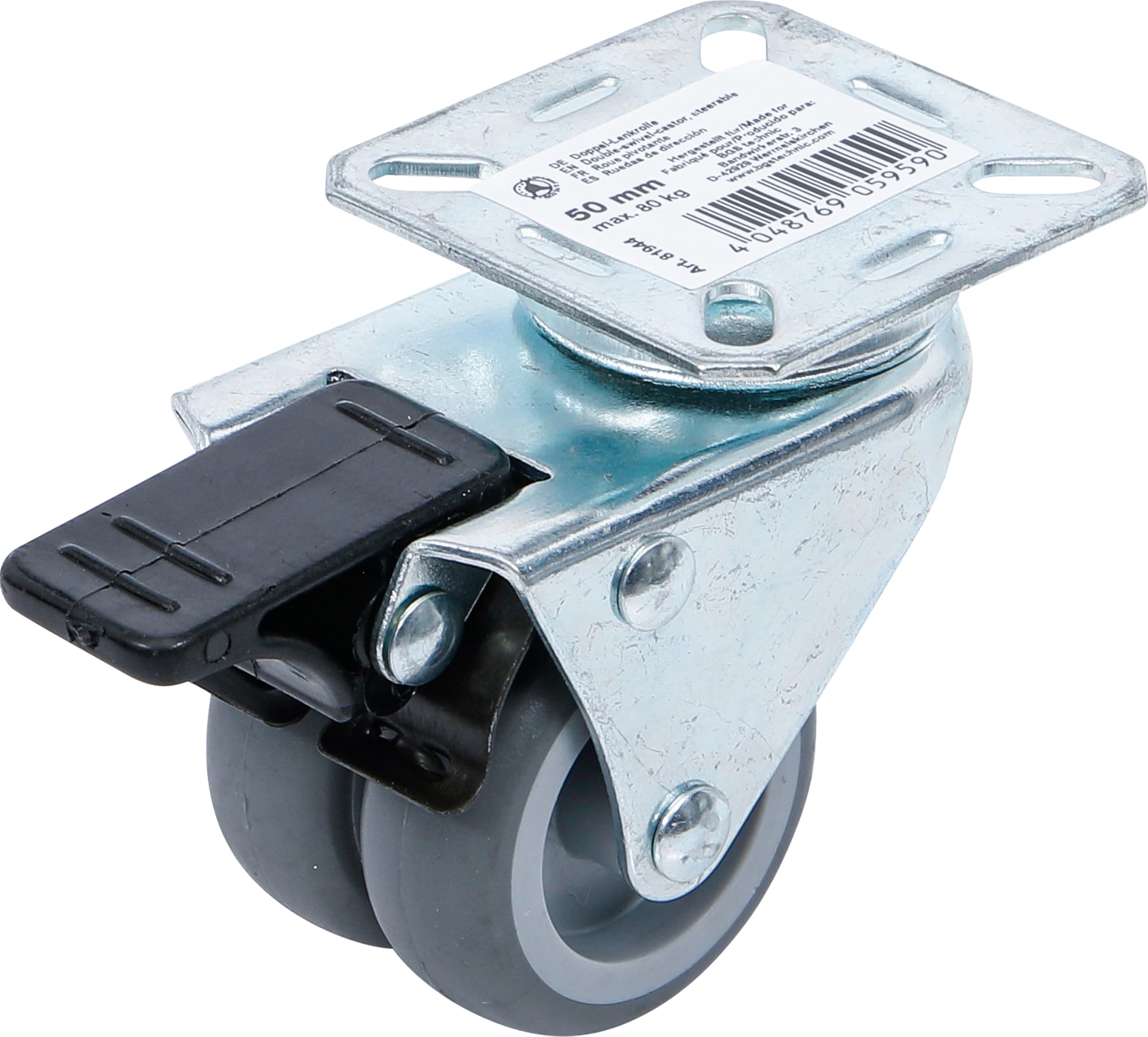BGS Diy 81944 | Double-Swivel-Castor, steerable | with Brake | Ø 50 mm