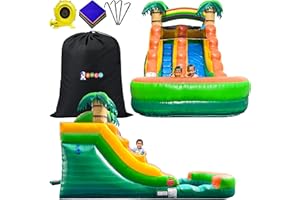 Pogo Bounce House Inflatable Water Slide for Kids & Toddlers with Inflatable Pool, Backyard, Park Commercial Use, Outdoor Water Play, Includes Blower Stakes, Splash Pool & Storage Bag, 21' x 9' - 12'