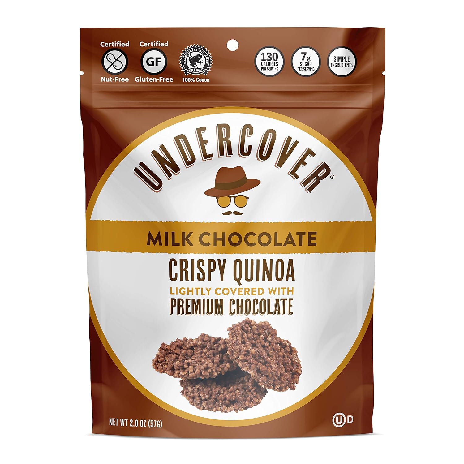 UNDERCOVER Chocolate Crispy Quinoa Snack - MILK CHOCOLATE - Gluten-Free, Nut-Free