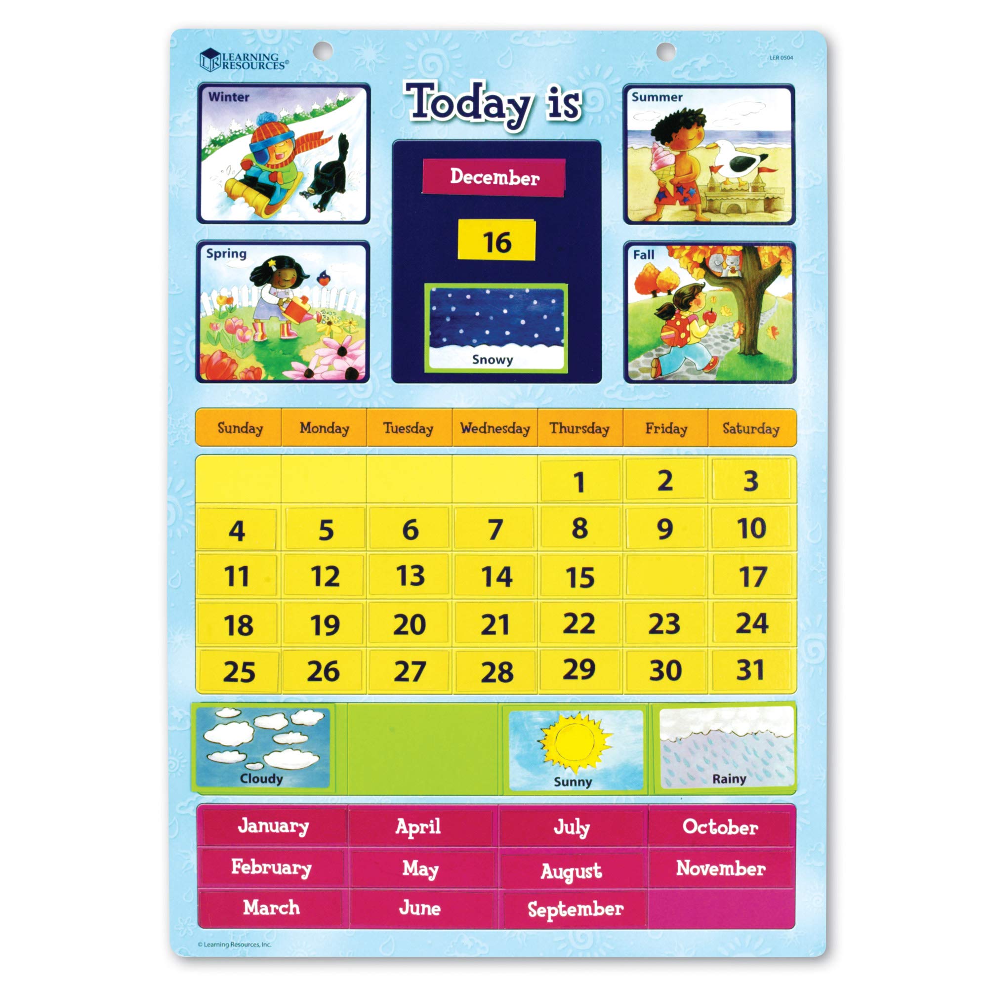 Learning Resources Magnetic Learning Calendar, 51 Magnetic Pieces & Calendar, Measures 12