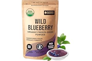 NUMAMI Wild Blueberry Powder Organic, USDA Certified, for Smoothies, Baking and Flavoring, Rich in Antioxidants and Vitamin C, Organic Blueberries are Handpicked from Nordic Forests and Freeze Dried, 6oz